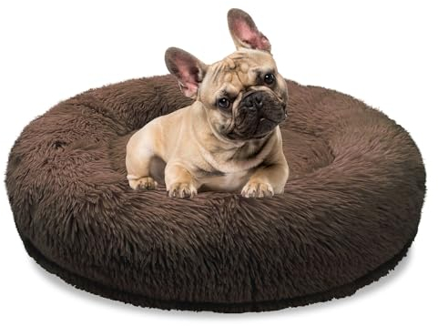 bluzelle Orthopädisches Hundebett für Mittelgroße Hunde, 70cm Donut Kissen Waschbar Memory Foam Rund, Hundekorb Hundekissen Flauschig Plüsch Kunstfell Weich, Farbe:Coffee