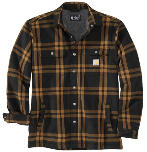 Carhartt Herren-Hemd, Standard, entspannte Passform, Flanell, Sherpa-Futter, Jac, Schwarz