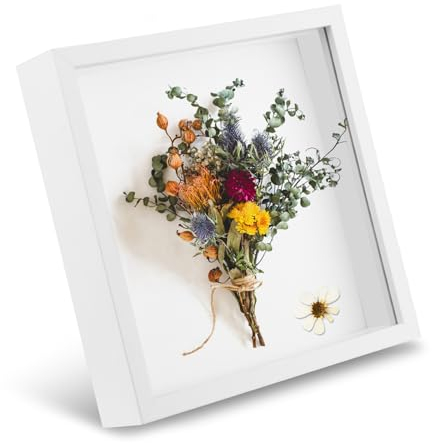 NVIYAM Cadre photo 3D, Cadre Profond 20x20 cm, Vitrine Cadre 3D, Cadre photo en bois pour remplissage 3D, pour Photos, Bouquet de Mariage, Souvenirs, Diamond Painting et Décoration DIY