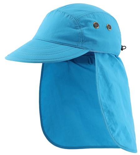 Decentron Men's UPF 50+ Hiking Cap Breathable Fishing Hat with Neck Flap Visor Sun Hat for Men Summer Beach Hat Sky Blue
