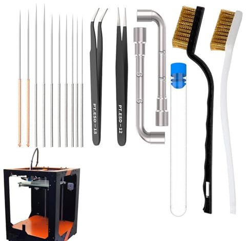 Kit de limpieza de boquillas para impresora,Kit de limpieza para impresora - Accesorios de mantenimiento de impresoras | Agujas de limpieza de boquillas, cepillo de alambre, cepillos de