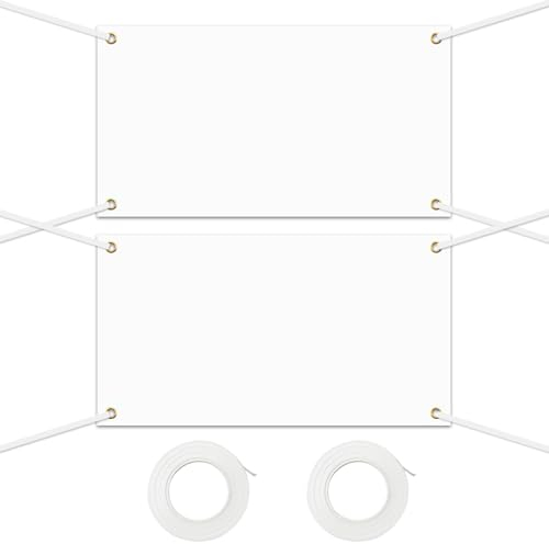 Pancarta Personalizada 2 Juegos Pancarta en Blanco Pintable 200x100cm Pancarta en Blanco Grande con 2 uds 6m Cuerda Pancarta para Bricolaje Pared Interior Exterior Exhibición de Eventos