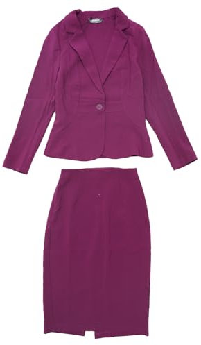 Allegra K Damen 2-teiliges Anzugrock-Set Business Casual Langarm Blazer und Bleistiftrock, Violett, X-Klein