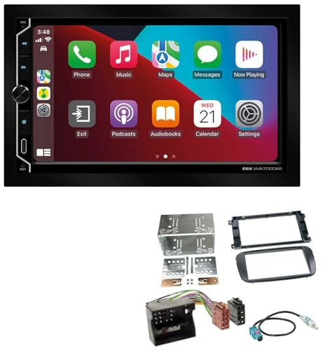ESX VMX700DAB 2-DIN Autoradio kompatibel mit Wireless Apple CarPlay Android Auto Bluetooth DAB+ passend für Ford Focus II Facelift 2008-2010 schwarz