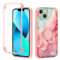 Yoedge Kickstand Phone Case for iPhone 13 6.1,360°Rotatable Magnetic Ring Holder Cases,Full Body Shockproof Silicone Back Cover with Built-in Screen Protector,Pink Marble Pattern for iPhone 13