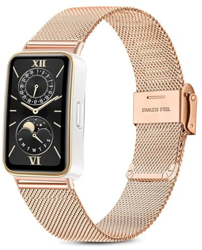 Issinlky Bracelet métal pour Huawei band 8/9/10, Bracelet acier inoxydable pour Huawei band 8/9/10 Smart Watch