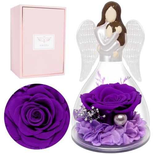 Miofula Regalo Dia de la Madre,Rosa Eterna Ángel Regalos Originales para Madres Hija,Flores Preservadas Naturales Regalo Cumpleaños Madre Mama,Flor Eterna Regalos Mujer Madre Abuela Día de la Madre