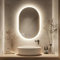 Kasloglow Badspiegel mit Beleuchtung Oval 60x90 cm – LED Spiegel Bad, Dimmbar, Warmweiß & Kaltweiß, Beschlagfrei, Badezimmer Wandspiegel