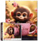 Tucocoo Puzzle 1000 Teile für Erwachsene, kleiner Affe, Hartfaser-Puzzle, herausforderndes Puzzle, perfekt für Spieleabende, DIY-Wanddekoration, Kunst-Puzzle, niedlicher Tieraffe mit Blumen, 68,6 x