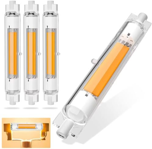 Dvnoua R7S LED 118mm Dimmbar 30W, R7S LED Dimmbar Lampen Ersatz für 300W Halogen Leuchtmittel, Warmweiß 3000K 3000LM Kein Flackern, 360°Abstrahlwinkel Stab-Glühbirne, 4PCS