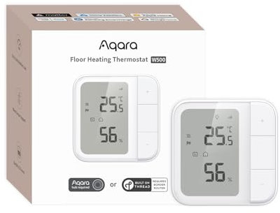 Aqara Thread/Zigbee Floor Heating Thermostat W500, 16A Electric Heating, with NTC Floor Sensor, Multiple Control Methods, Energy Saving, Matter, Supports Apple Home, Alexa, Google, Home Assistant