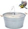 Fontaine solaire XXL 50 cm en zinc avec poignées en bois - Bol décoratif et fontaine solaire flottante - Jeu d'eau pour balcon, jardin - Bain d'oiseaux