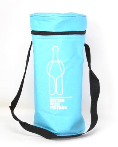 Bolsa Térmica Portátil 'Better with Friends', 3L, Azul, con Correa para Bebidas, Nevera