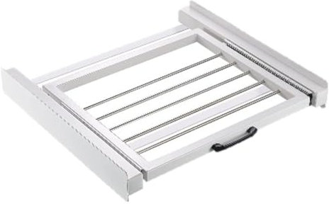 Fackelmann 129750 Set für Waschmaschine, Trockner, Zwischenrahmen für Waschmaschine und Trockner, kaltgewalzter Stahl, Aluminium, weiß, 60 x 54 x 7,5 cm