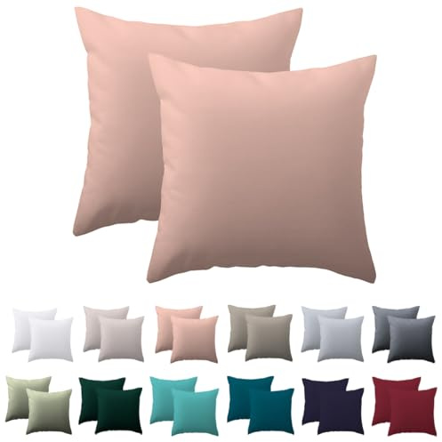 Nesture Kissenbezug 50x50 2er Set - kissenhülle 50x50 cm Rosa, 100% Mikrofaser kopfkissenbezug mit Reißverschluss, Weich und Bügelfrei