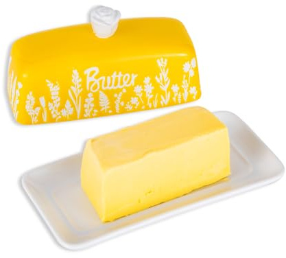 lomonmen Beurrier Ceramique avec Couvercle en Porcelaine,Boite a Beurre pour Frigo,Beurrier Porcelaine pour Toutes les Beurres Standard