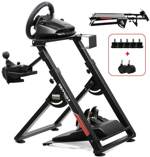 GTPLAYER Steering Wheel Stand for G25 G27 G29 G920 Foldable Racing Wheel Stand with Cup Holder Adjustable Height/Angle, Driving Simulator Gaming Wheel Stand