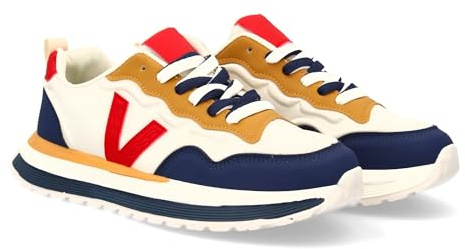 96028 Zapatilla Deportiva con Diseno Moderno y Suela Dentada. Detalles de Contraste, comodas, para el Dia a Dia. Cierre de Cordones. Ideal para Hombre en la Temporada Otono Invierno. Rojo Talla 43