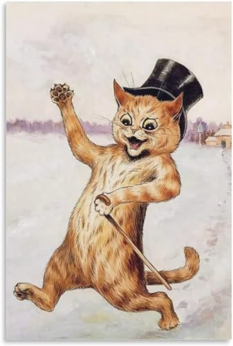 DDSEW GREWT Louis Wain Katze Poster Mr Cat Wandkunst Louis Wain Vintage Leinwand Malerei Louis Wain Drucke für Wohnzimmer Wohnkultur Bilder 40x60cm Kein Rahmen