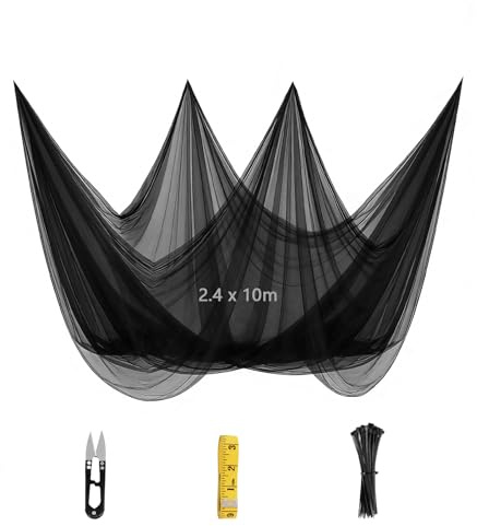 SUPAWAY Zanzariera 2,4m x 10m Rete anti-insetti fine per orto, giardino, fai da te con fascette, metro e forbici per terrazza, balcone, gazebo, campeggio Protezione contro zanzare, mosche e uccelli