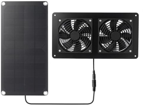 Tidevib Ventilateur d'extraction avec panneau solaire 30 W 12 V pour serre extérieure avec étanchéité IP65 et câble de 150 cm