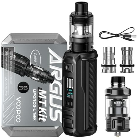 Voopoo Argus MT Vape Kit [Carbon Fibre] - Available in 5 colours - 3A Fast Charge, 3000mAh Battery, 100W, IP68 - Compatible with MAAT Tanks & TPP Coils - No Nicotine