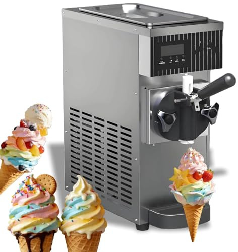 WEIZIIA Machine à Glace à l'italienne Professionnelle, 4–5 kg/h, de comptoir, pour Glace à l'italienne, Mono-Parfum, avec pré-Refroidissement et autonettoyage. Grey