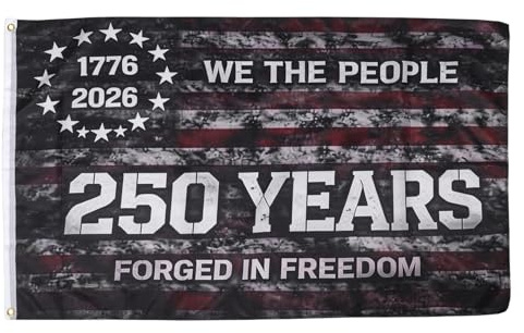 Yardenfun Flagge zum 250. Jahrestag der USA – Gedenkbanner (1776–2026) – Flaggen zum Unabhängigkeitstag „250 Jahre Freiheit“ für Gartenschilder (90 x 150 cm)