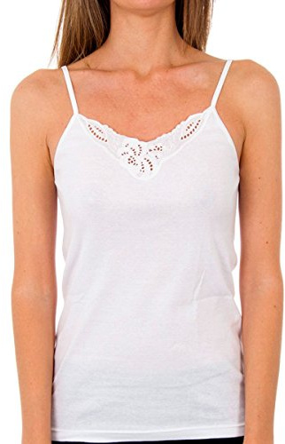 Playtex T-Shirt 100% cotton thin straps with feminine details on the neckline Women x1