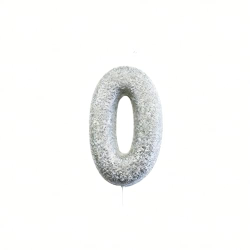 Anniversary House Metallic Silver Glitter Number 0 Cake Candle for Birthday and Anniversary Decorations - Elegant Birthday Candle for Cake - Stylish Silver Number Candle Topper 7 cm