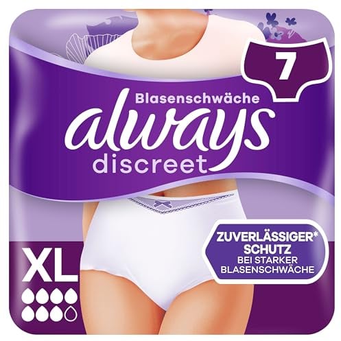 Always Discreet Inkontinenz-Höschen Für Frauen Plus XL 7 Stück, Schliesst Gerüche Und Flüssigkeit Sofort Ein