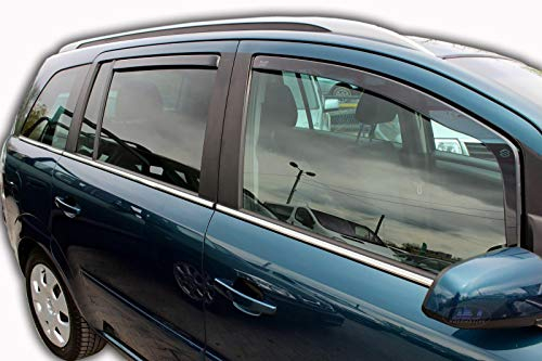 J&J AUTOMOTIVE | Windabweiser Passend Für Zafira B 2005-2010, Heko Regenabweiser, Getönt, Set 4-Teilig, Vorne und Hinten, Aerodynamisch