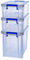 BANKERS BOX Plastic Storage Boxes with Lids, Pack of 3, 2 x 10 Litre + 1 x 18.5 Litre. ProStore Strong Stackable Plastic Storage Boxes, Made in the UK, Clear
