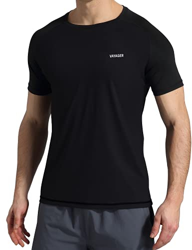 VAYAGER Herren-Badeshirts Rash Guard UPF 50+ Kurzarm, schnell trocknend, lockere Passform, Wassersurf-Shirt