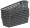 Gloreen Grey Plastic Basket Set of 6, Plastic Storage Baskets for Shelves Drawers