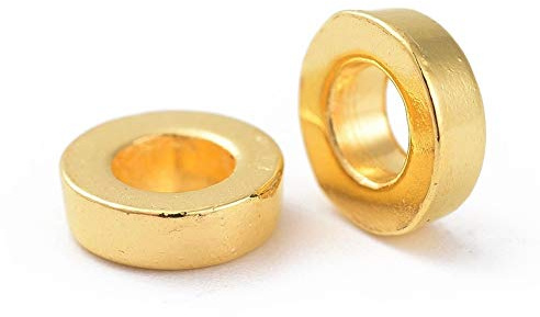 Perlin Metallperlen 6mm Spacer perlen, Ring Rondell Zwischenteile, Schmuckteile 40 Stk (Gold)