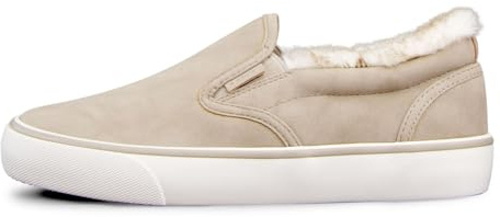 Lugz Women's Clipper LX Fur Classic Slip-on Fashion Sneaker, Fawn/Cream/Off White, 7, M
