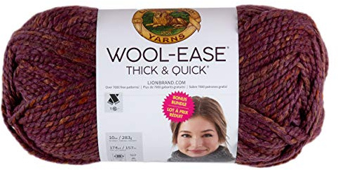 Lion Brand Wool-Ease Thick & Quick Bonus Bundle Yarn Crushed, Violets