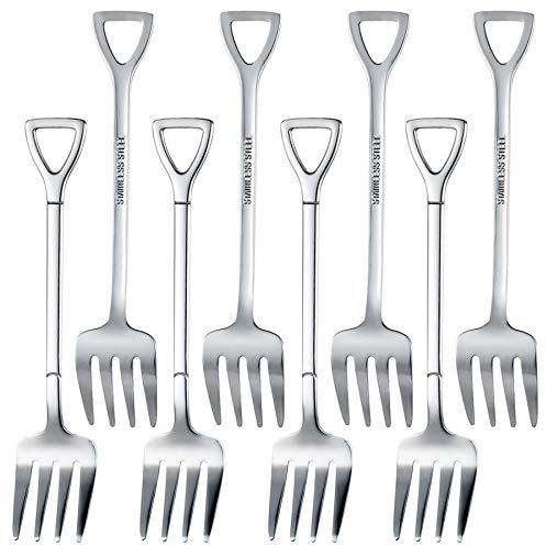 NMQLX Dessert Fork Set, 8 Pcs 4.7 Stainless Steel Salad Forks, Cake Fruit Fork Set for Home, Kitchen or Restaurant