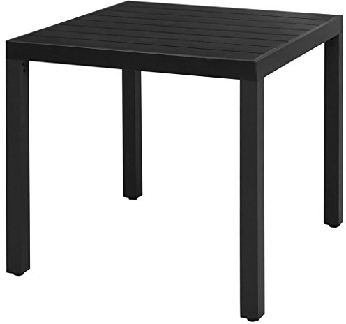 Tidyard Garten Esstisch Witterungsbeständig Gartentisch Gartenmöbel Tisch Balkontisch Terrassentisch WPC Aluminium Schwarz 80 x 80 x 74 cm