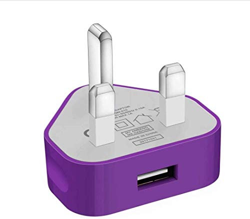 TECHNOPLAY UK 3 Pin Plug USB Mains Charger Adapter - 1AMP 1000mAh Fast Speed Travel Charger for iPhone, iPad, iPod, Samsung Galaxy Tab, Huawei Tablet & USB Devices