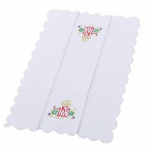BLESSUME Altardecke für die Kirchenmesse, Purificator-Tuch, Kreuz-Stickerei (Weiß 6)