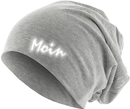 Stylischer Jersey Beanie aus Baumwolle mit reflektierendem Moin Druck Perfekt für Nordlichter, ideal für Freizeit und Sport, Unisex, vielseitig tragbar Heather Grey OneSize (M/L)