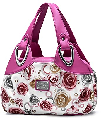 NICOLE & DORIS Borse da Donna Moda Borse a Tracolla da Donna Borse in PU Pelle Firmate Borsa Multifunzionale Grande Borsa Donna Floreale Rosa rossa/rosa