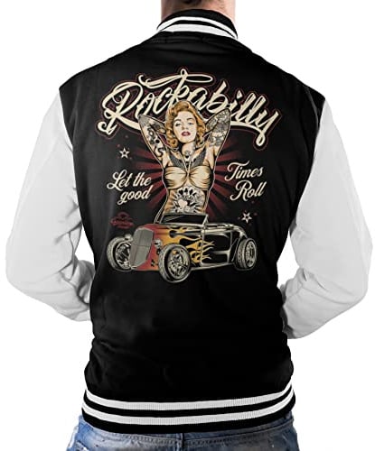 Gasoline Bandit Rockabilly Baseball College Jacke - Old School Hot Rod - Let the Good Times roll 2XL
