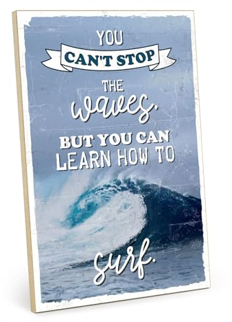 TypeStoff Holzschild mit Spruch – surf – im Vintage-Look mit Zitat als Geschenk und Dekoration zum Thema Freiheit – HS-01264