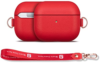Haobobro [Nappa Series] AirPods 3 Hülle - Leder Hülle mit Clip/Schlüsselband kurz für AirPods 3. Generation - AirPods Schutzhülle Lederhülle - AirPods 3 Ledercase - AirPods Leather Case - Rot Tasche