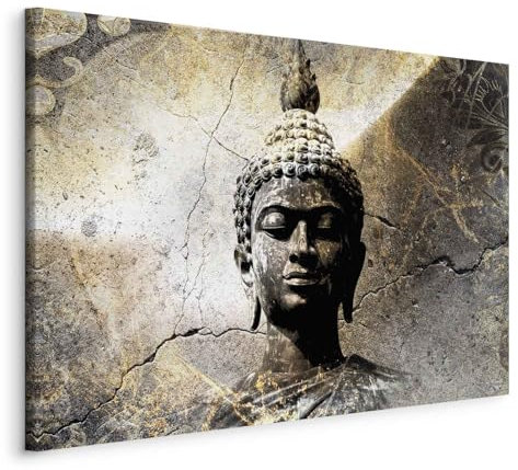 murando - Leinwand Bilder Buddha 120x80 cm Leinwandbild 1 tlg Kunstdruck modern Wanbilder Groß XXL Wohnzimmer Wanddekoration Design Wand Bild Gesischt Porträt Zen Feng Shui Ornament p-C-10009-b-a