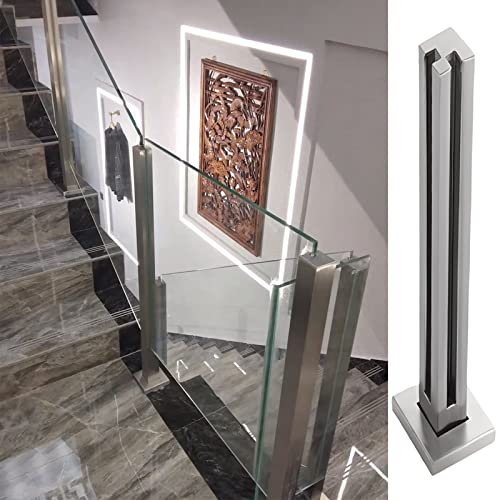 Poteau Garde Corps Verre Pince Système De Garde-Corps en Verre pour Escaliers/Balcon/Autour De La Piscine/Couloir, Poteau De Serrage De Balustrade en Verre Carré pour Interne Externe, Embouts