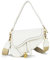 Right 20 Vintage Satteltasche für Damen Damen Handtasche Klein mit 2 Schultergurte Schultertasche Damen PU Leder Umhängetasche Frau Handtasche Geldbörse Messenger Bag (Weiß)